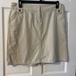 Cato Beige Mini Skirt with Front Seam Detail, (note fits like size 12)
